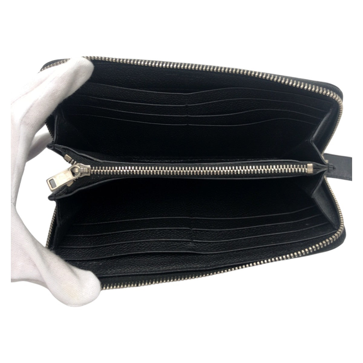 10377
SAINT LAURENT PARIS サンローランパリ YSL ブラック シルバー金具 レザー 414680 ラウンドファスナー 長財布  メンズ