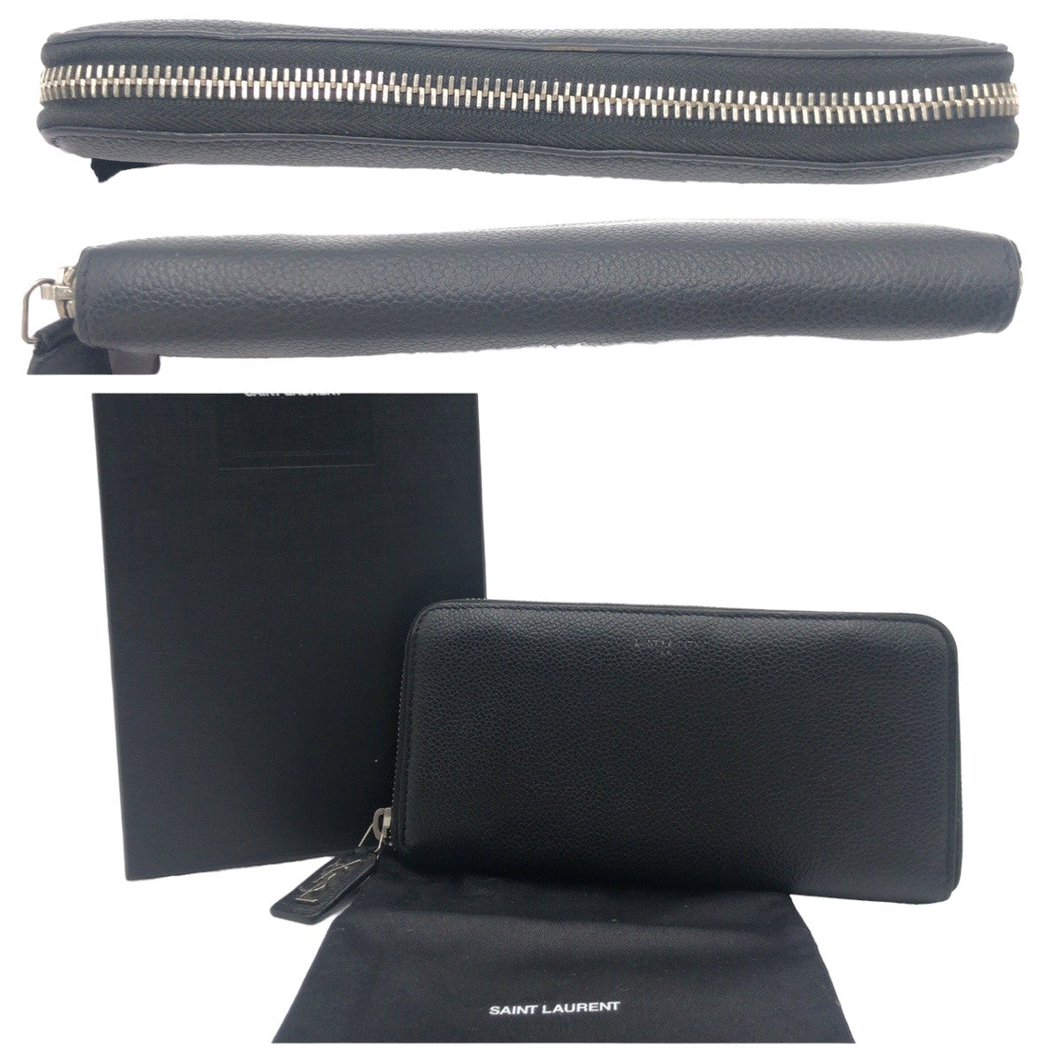 10377
SAINT LAURENT PARIS サンローランパリ YSL ブラック シルバー金具 レザー 414680 ラウンドファスナー 長財布  メンズ