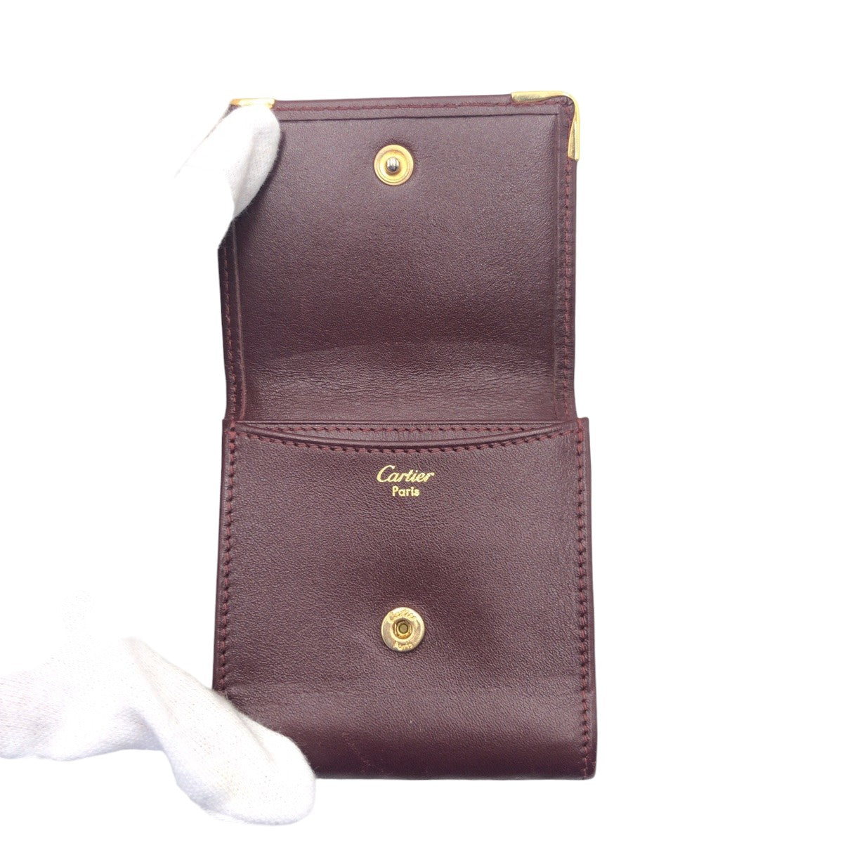 12562
CARTIER カルティエ マストライン ワインレッド ボルドー ゴールド金具 レザー コインケース 小銭入れ  メンズ