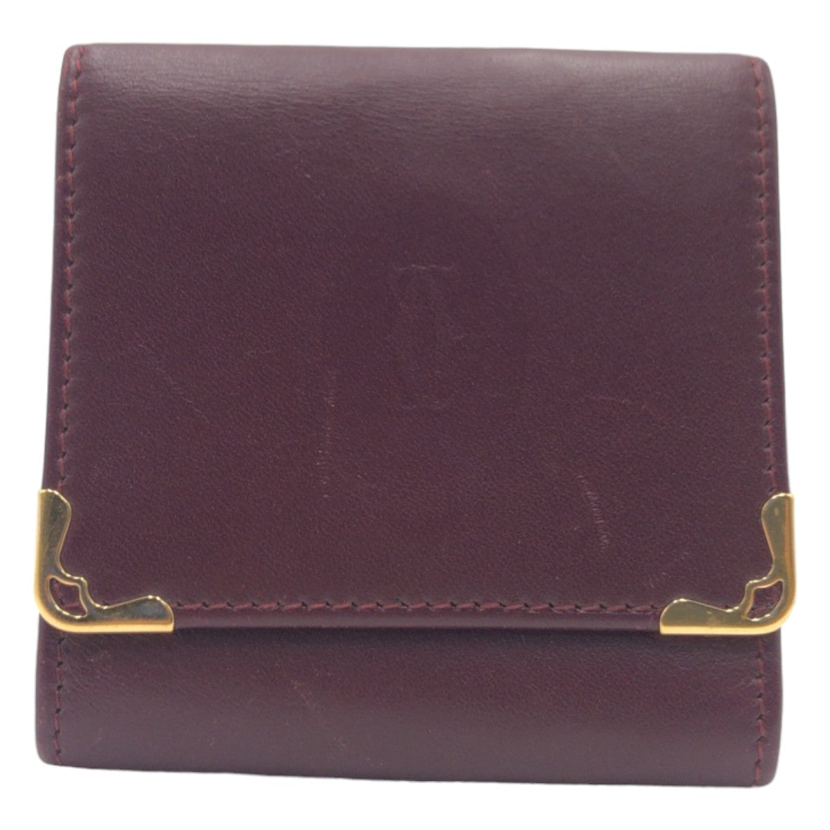 12562
CARTIER カルティエ マストライン ワインレッド ボルドー ゴールド金具 レザー コインケース 小銭入れ  メンズ