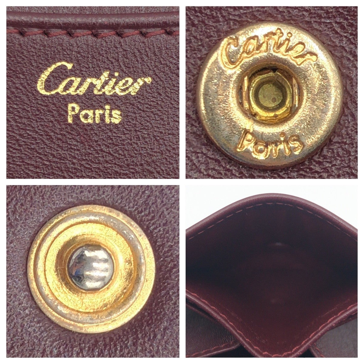 12562
CARTIER カルティエ マストライン ワインレッド ボルドー ゴールド金具 レザー コインケース 小銭入れ  メンズ