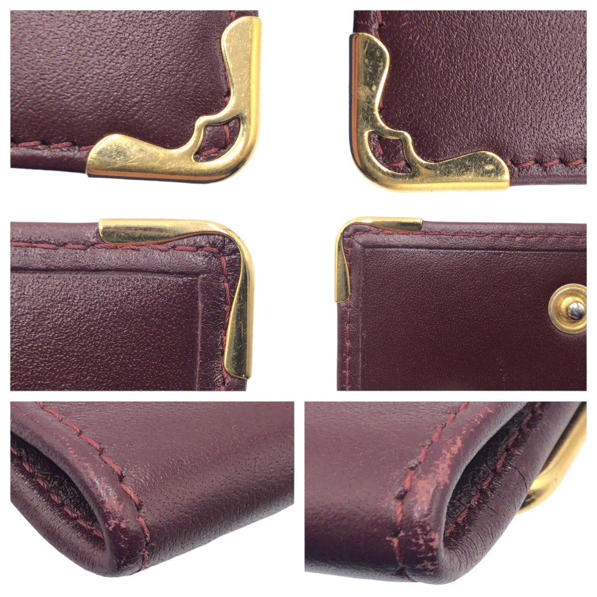 12562
CARTIER カルティエ マストライン ワインレッド ボルドー ゴールド金具 レザー コインケース 小銭入れ  メンズ