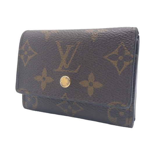 LOUIS VUITTON Monogram Macassar Portefeuille Micro Noir Brown Black Gold Hardware PVC M68704 Billfold Card Case Tri-fold Men's