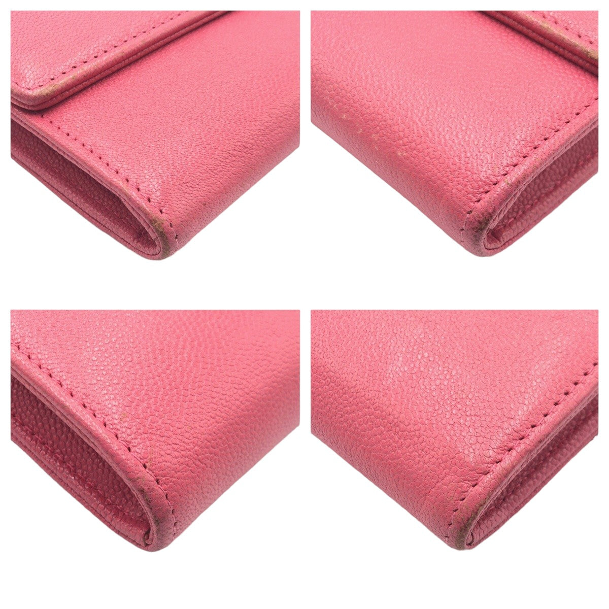 CHANEL シャネル ココボタン ローズピンク シルバー金具 キャビアスキン A84067 長財布 札入れ  レディース