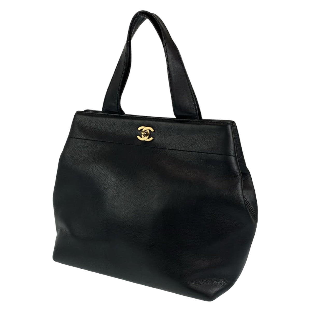 H-00531
CHANEL シャネル ヴィンテージ ターンロック CC ココマーク 黒 ブラック ゴールド金具 キャビアスキン トートバッグ ハンドバッグ  レディース