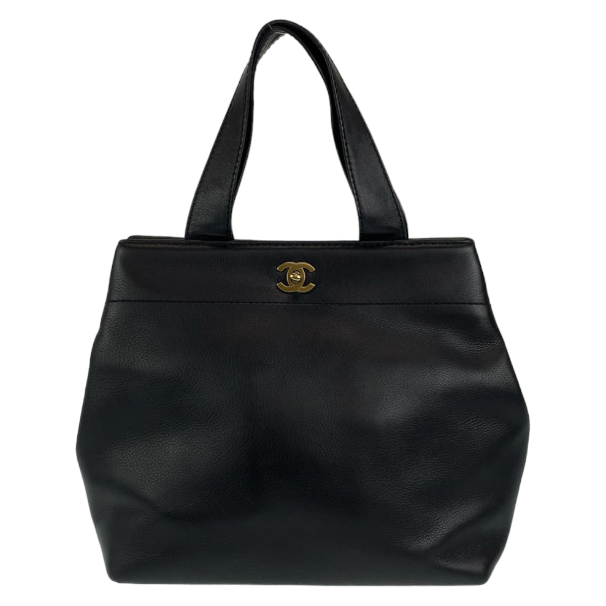 H-00531
CHANEL シャネル ヴィンテージ ターンロック CC ココマーク 黒 ブラック ゴールド金具 キャビアスキン トートバッグ ハンドバッグ  レディース