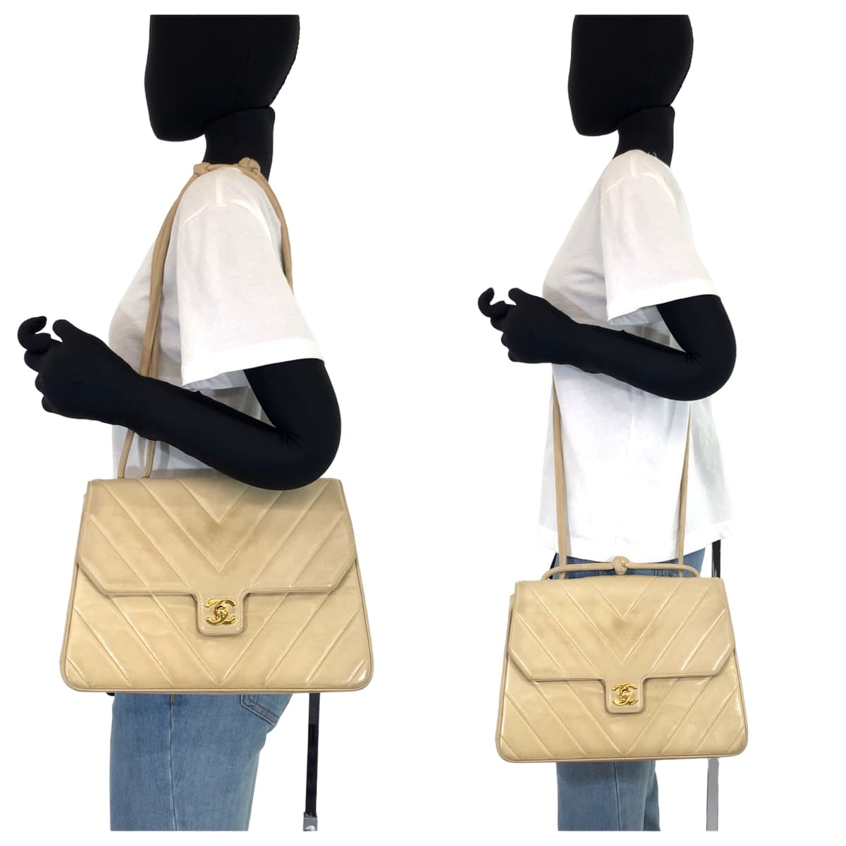 CHANEL シャネル ココシェブロン ココマーク ターンロック ベージュ ゴールド金具 レザー ショルダーバッグ 斜め掛け  レディース