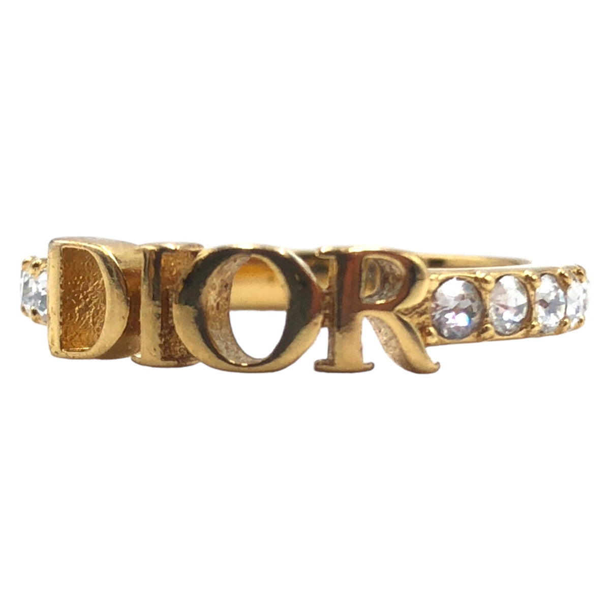 D-034
Dior ディオール ラインストーン ゴールド 金 メタル リング 指輪 12号  レディース
