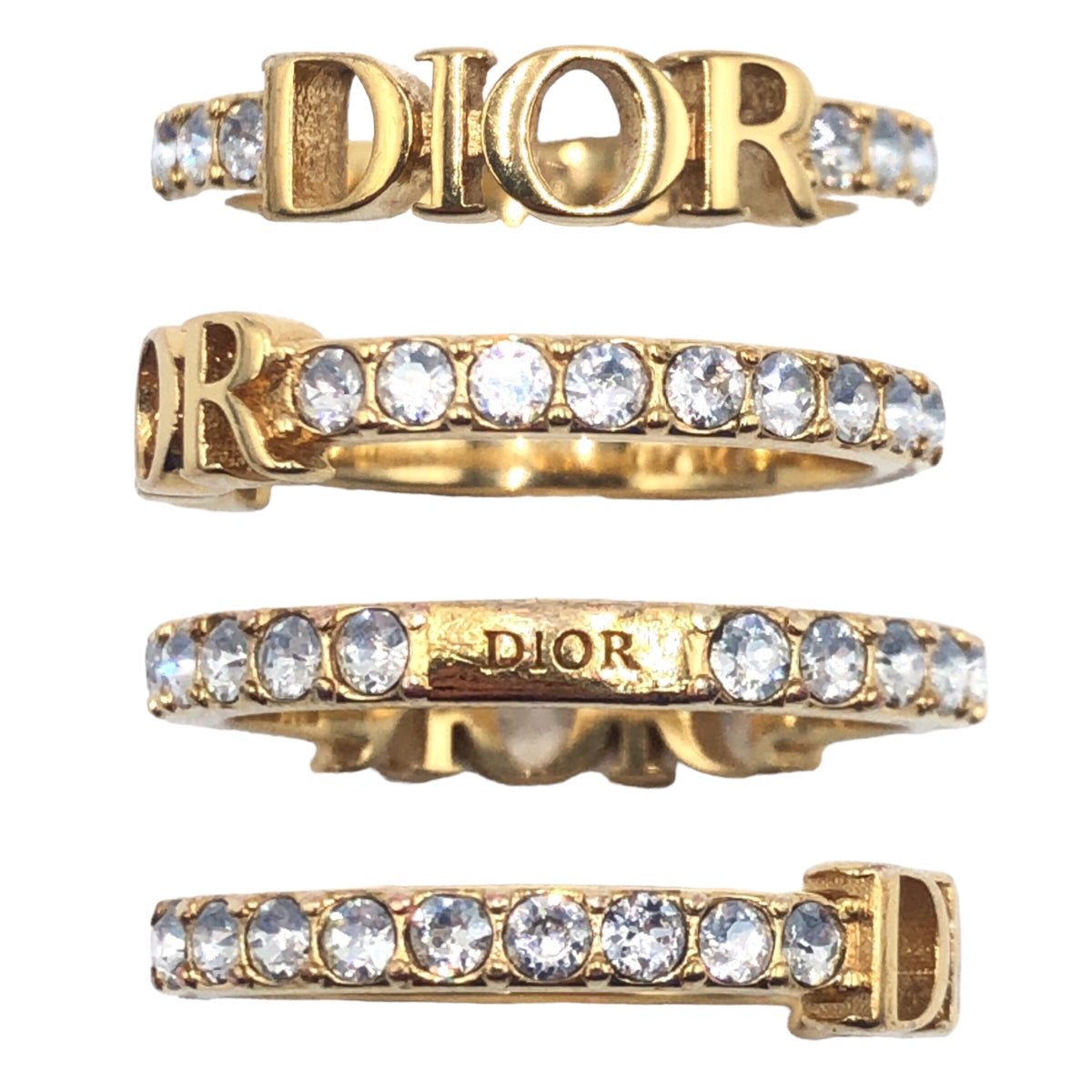 D-034
Dior ディオール ラインストーン ゴールド 金 メタル リング 指輪 12号  レディース