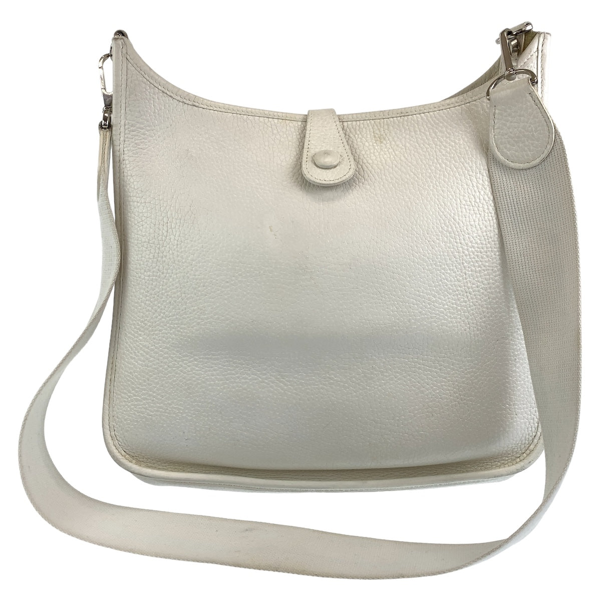 10386
HERMES エルメス エヴリンPM II ホワイト オフホワイト レザー 斜め掛け ショルダーバッグ ポシェット □I刻印  レディース