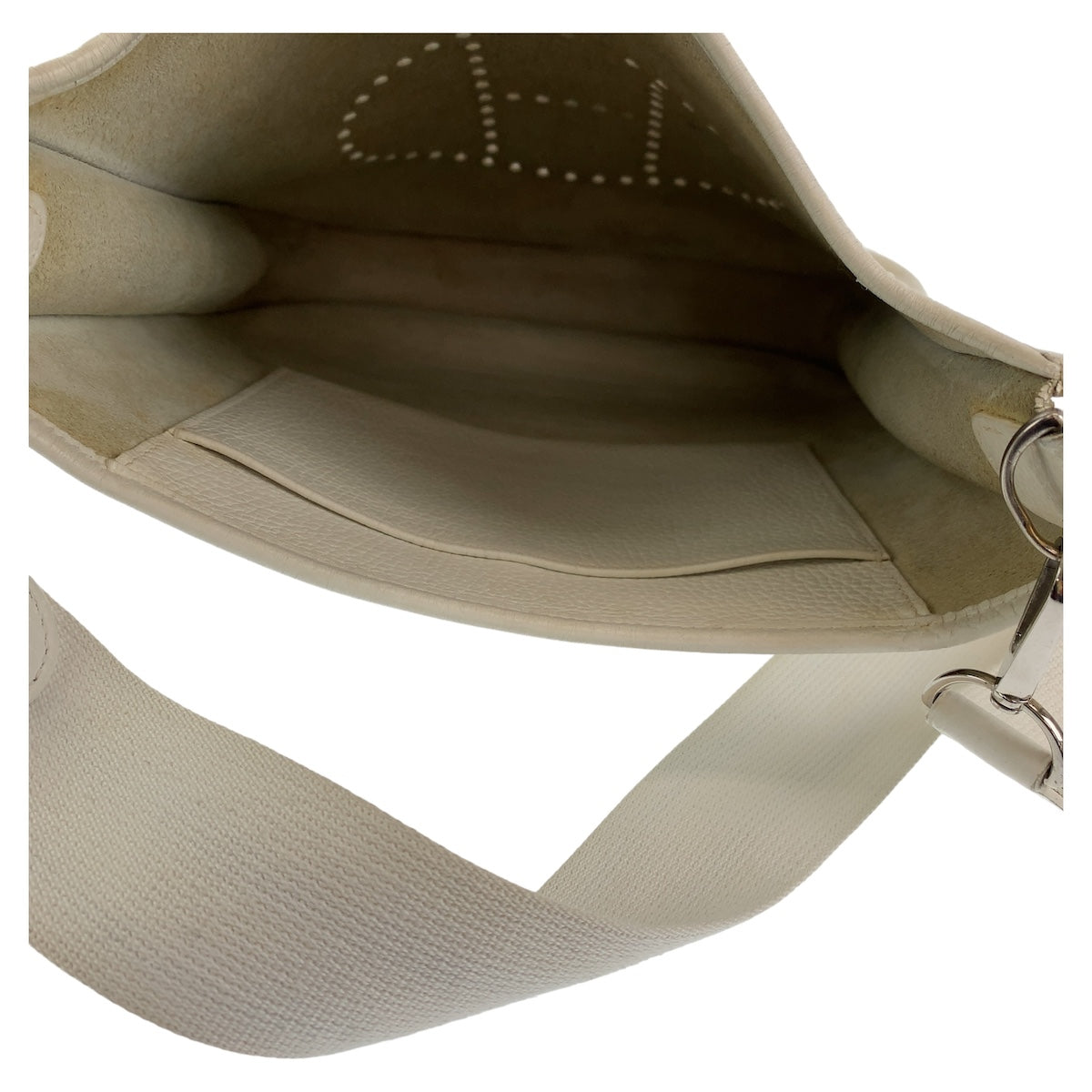 10386
HERMES エルメス エヴリンPM II ホワイト オフホワイト レザー 斜め掛け ショルダーバッグ ポシェット □I刻印  レディース