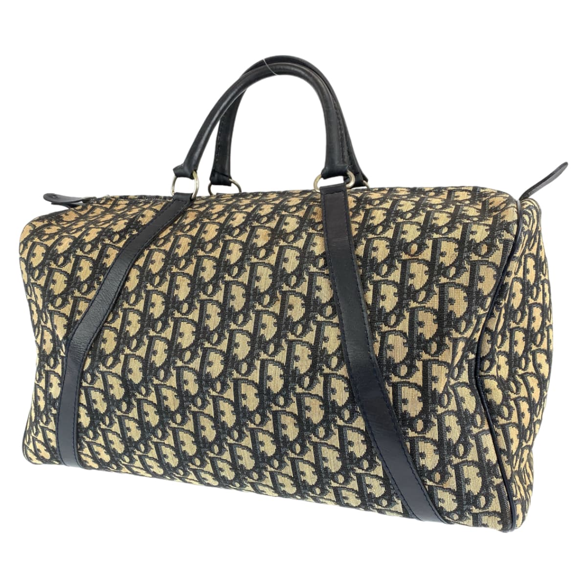 H-00534
Dior ディオール ヴィンテージ トロッター ネイビー 紺 ベージュ キャンバス ボストンバッグ 旅行バッグ  レディース
