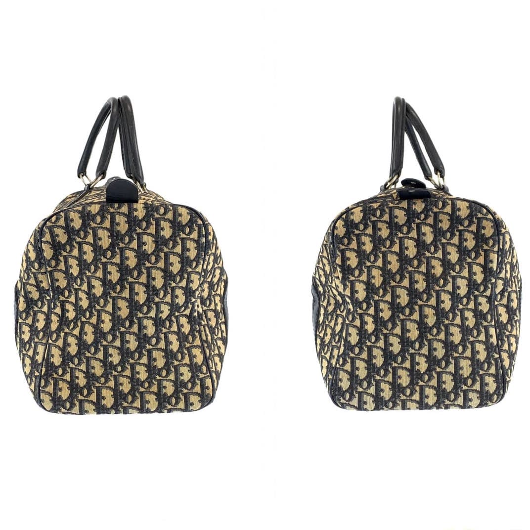H-00534
Dior ディオール ヴィンテージ トロッター ネイビー 紺 ベージュ キャンバス ボストンバッグ 旅行バッグ  レディース