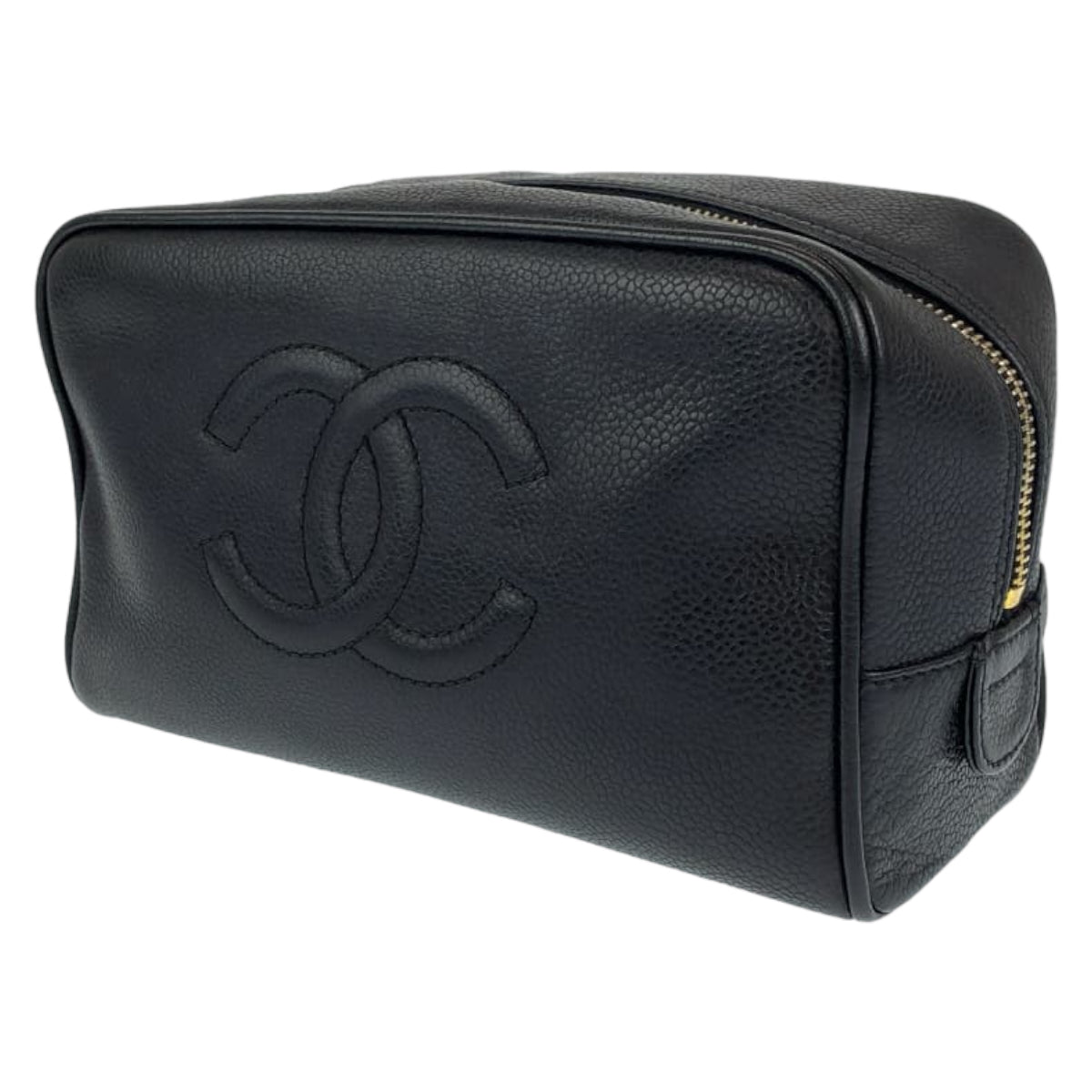 H-00536
CHANEL シャネル ココマーク ブラック 黒 キャビアスキン ポーチ 化粧ポーチ  レディース