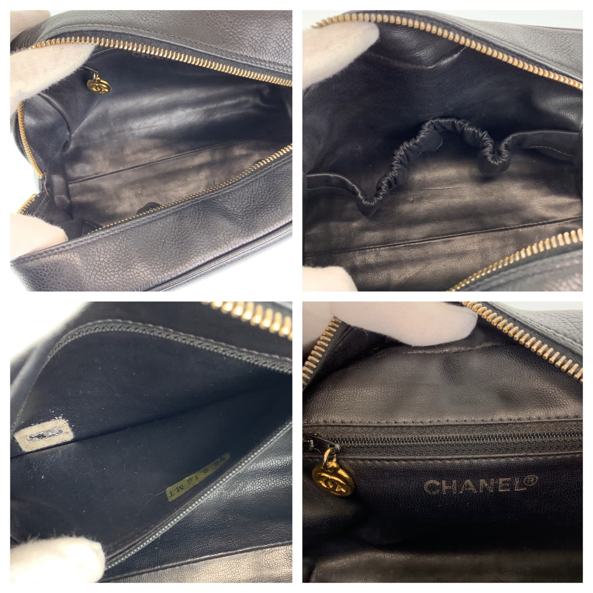 H-00536
CHANEL シャネル ココマーク ブラック 黒 キャビアスキン ポーチ 化粧ポーチ  レディース