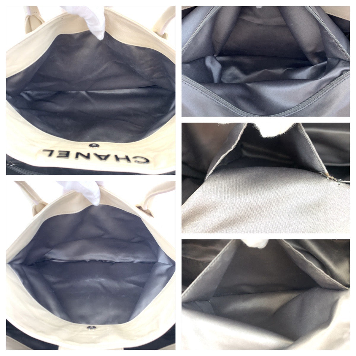 H-00539
CHANEL シャネル チョコバー ホワイト 白 シルバー金具 ラムスキン ハンドバッグ トートバッグ  レディース