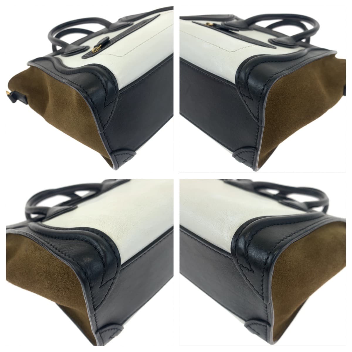 H-00540
CELINE セリーヌ ラゲージ ナノ ホワイト 白 ブラック 黒 レザー ショルダーバッグ ハンドバッグ 2way  レディース