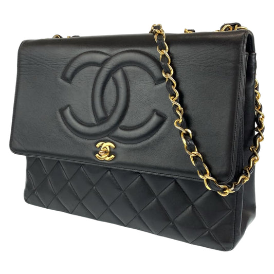 H-00541
CHANEL シャネル ヴィンテージ デカマトラッセ シングルフラップ ココマーク ブラック 黒 ゴールド金具 ラムスキン ショルダーバッグ 斜め掛けバッグ  レディース