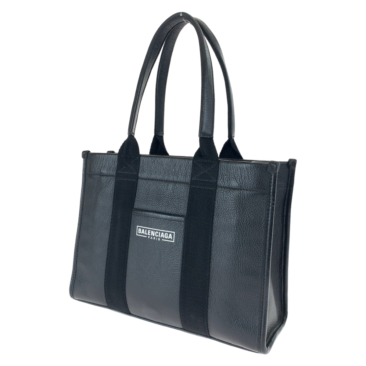 H-00543
BALENCIAGA バレンシアガ ハードウェア ロゴ ブラック 黒 ホワイト 白 シルバー金具 カーフ 671402 トートバッグ ハンドバッグ 男女兼用  レディース