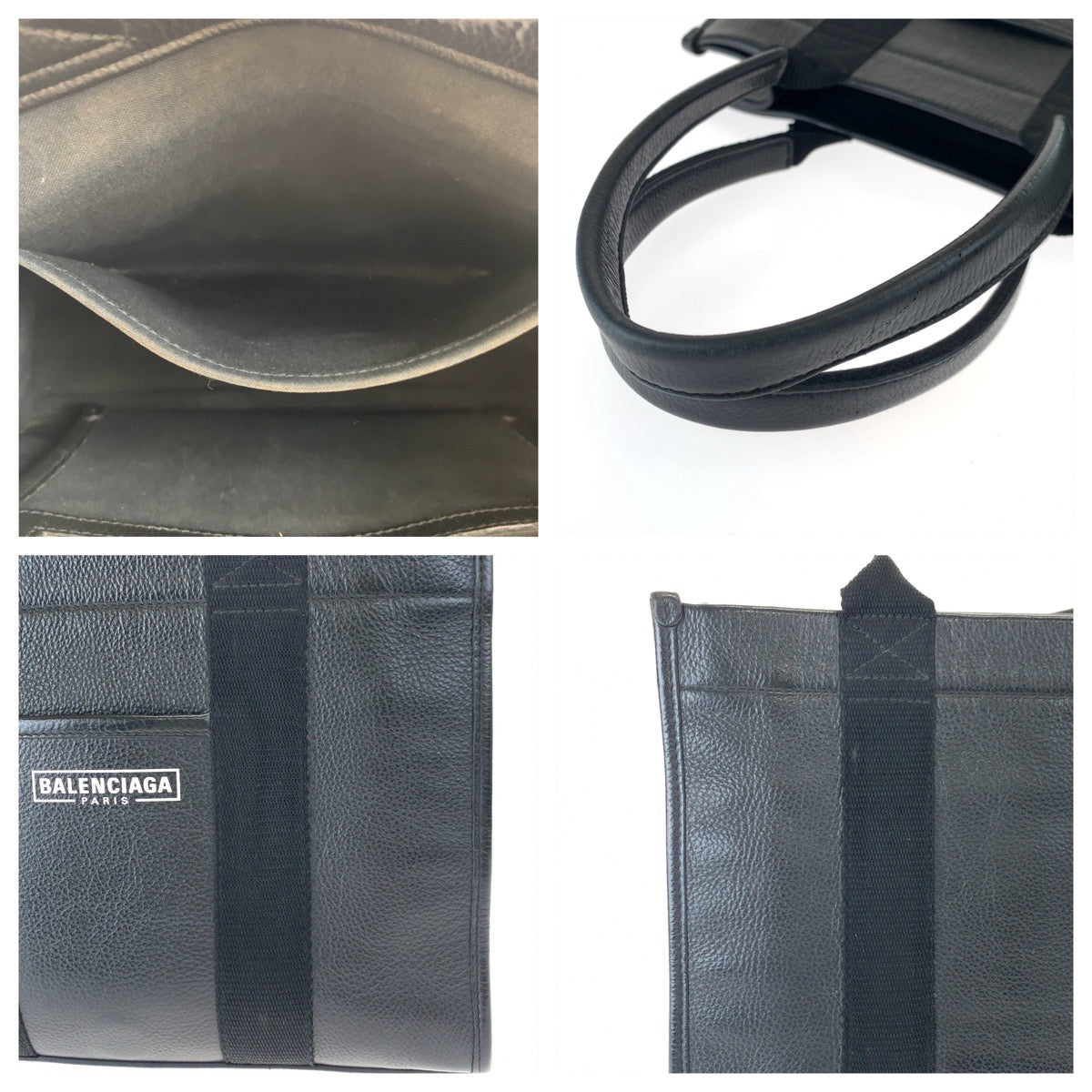 H-00543
BALENCIAGA バレンシアガ ハードウェア ロゴ ブラック 黒 ホワイト 白 シルバー金具 カーフ 671402 トートバッグ ハンドバッグ 男女兼用  レディース