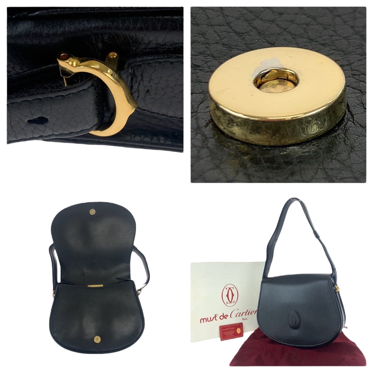 H-00544
CARTIER カルティエ マストライン ブラック 黒 レザー ショルダーバッグ 斜め掛け  レディース