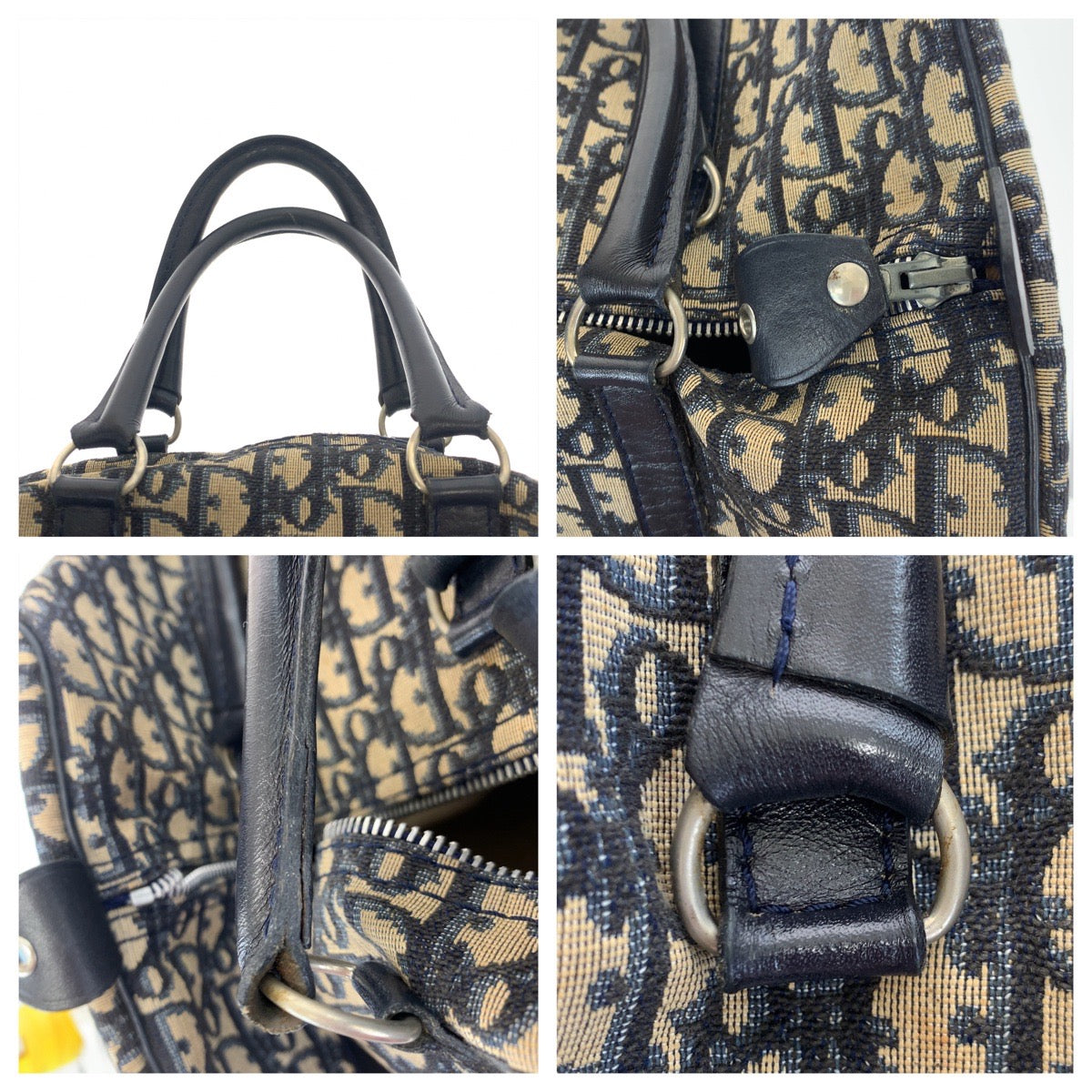 H-00545
Dior ディオール ヴィンテージ トロッター ネイビー 紺 ベージュ キャンバス ハンドバッグ ミニボストンバッグ  レディース