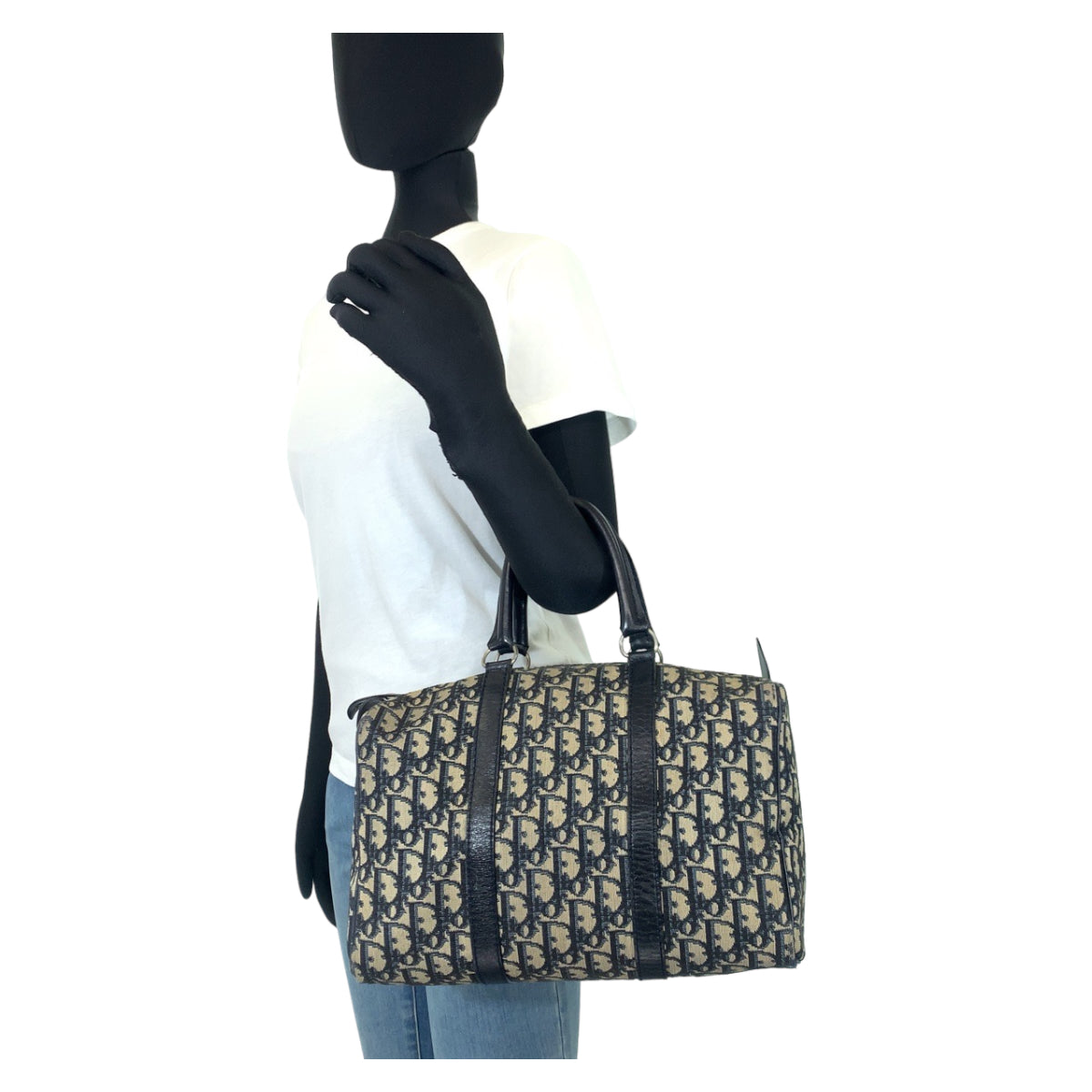 H-00545
Dior ディオール ヴィンテージ トロッター ネイビー 紺 ベージュ キャンバス ハンドバッグ ミニボストンバッグ  レディース