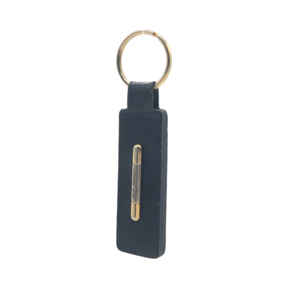 12560
Dior ディオール ヴィンテージ ブラック ゴールド金具 レザー キーホルダー キーリング ストラップ  レディース AB5