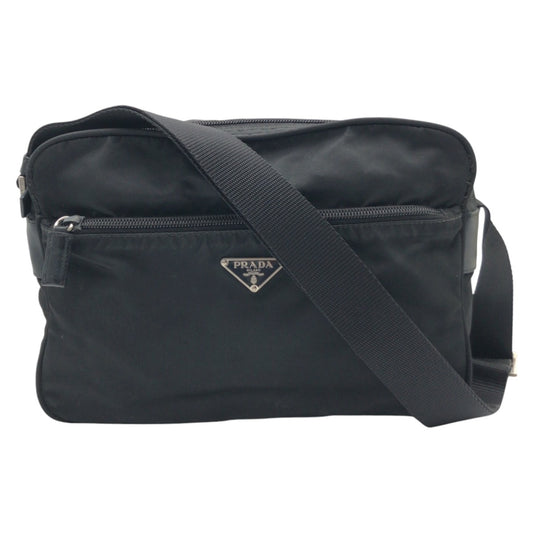 12828
PRADA プラダ テスート 三角ロゴ 男女兼用 ブラック ナイロン ショルダーバック メッセンジャーバッグ  メンズ