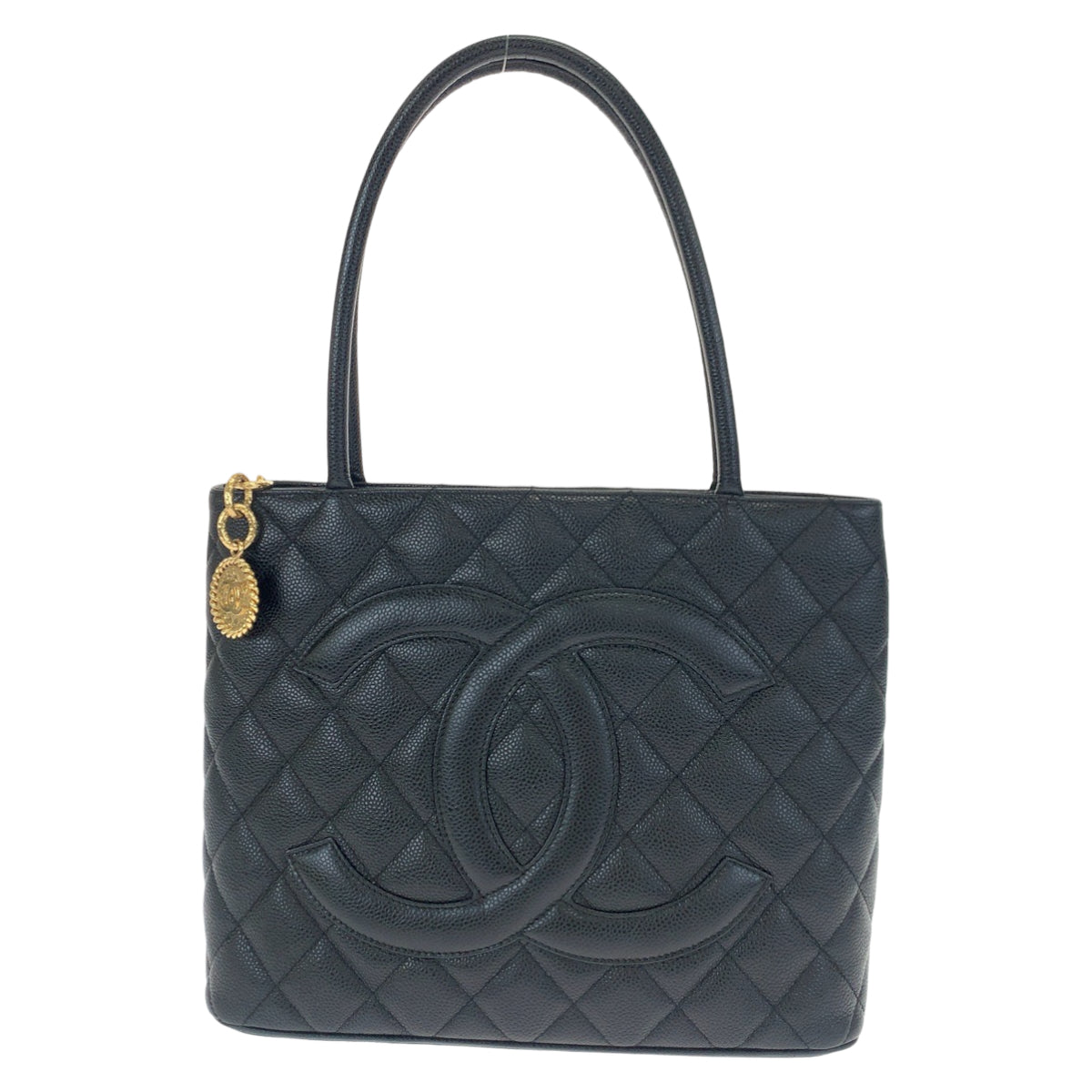 H-00547
CHANEL シャネル ヴィンテージ 復刻トート ココマーク ブラック 黒 ゴールド金具 キャビアスキン トートバッグ ハンドバッグ  レディース