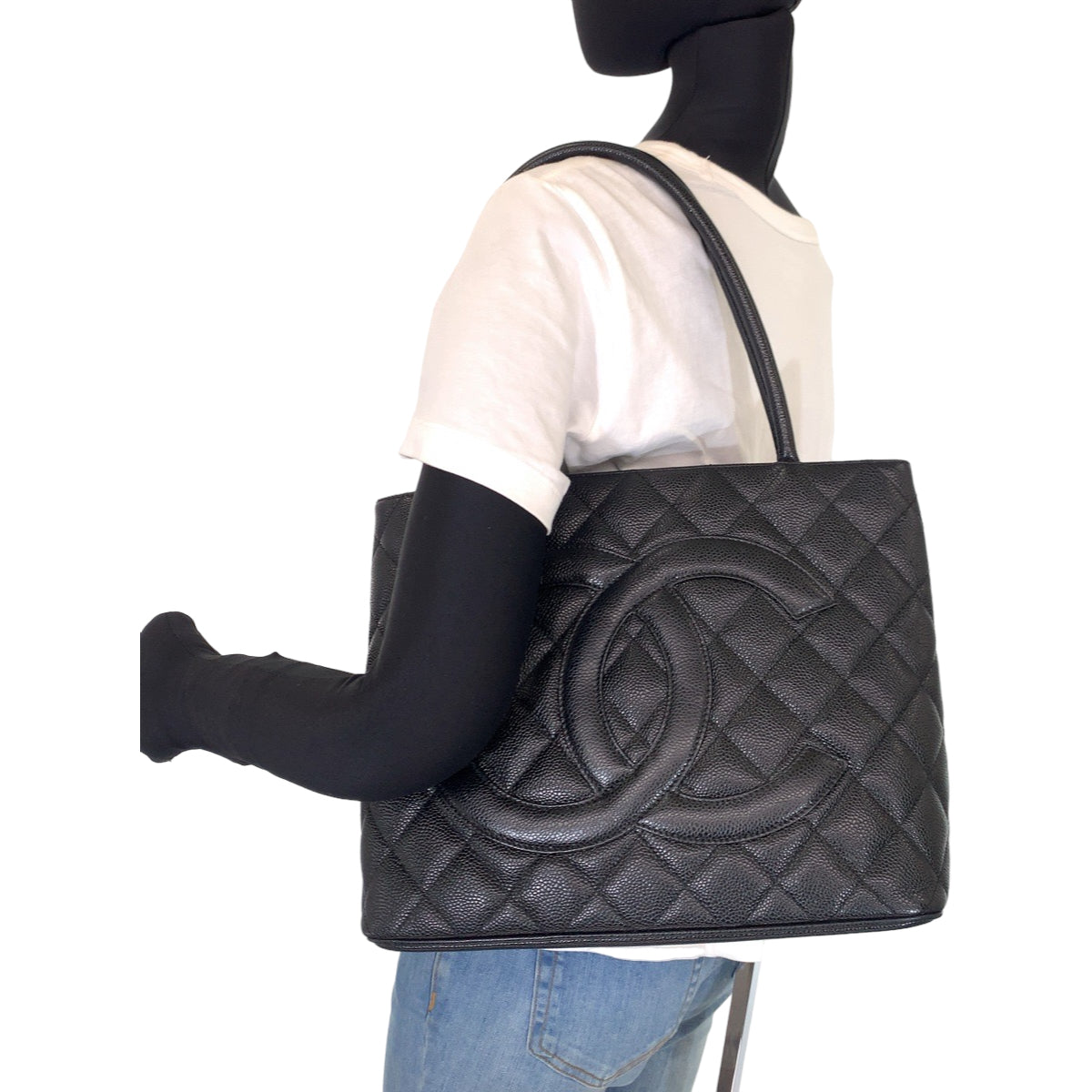 H-00547
CHANEL シャネル ヴィンテージ 復刻トート ココマーク ブラック 黒 ゴールド金具 キャビアスキン トートバッグ ハンドバッグ  レディース