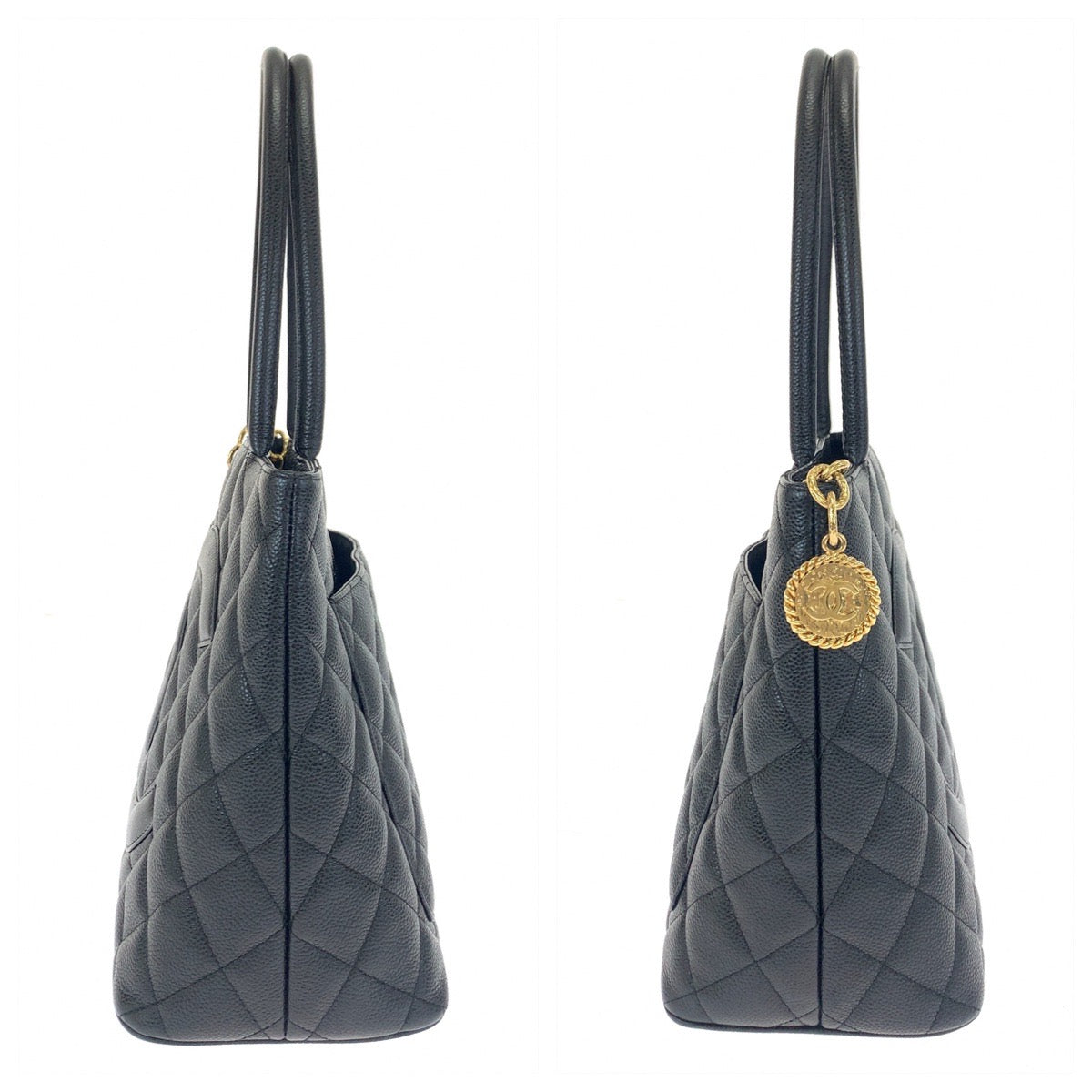 H-00547
CHANEL シャネル ヴィンテージ 復刻トート ココマーク ブラック 黒 ゴールド金具 キャビアスキン トートバッグ ハンドバッグ  レディース