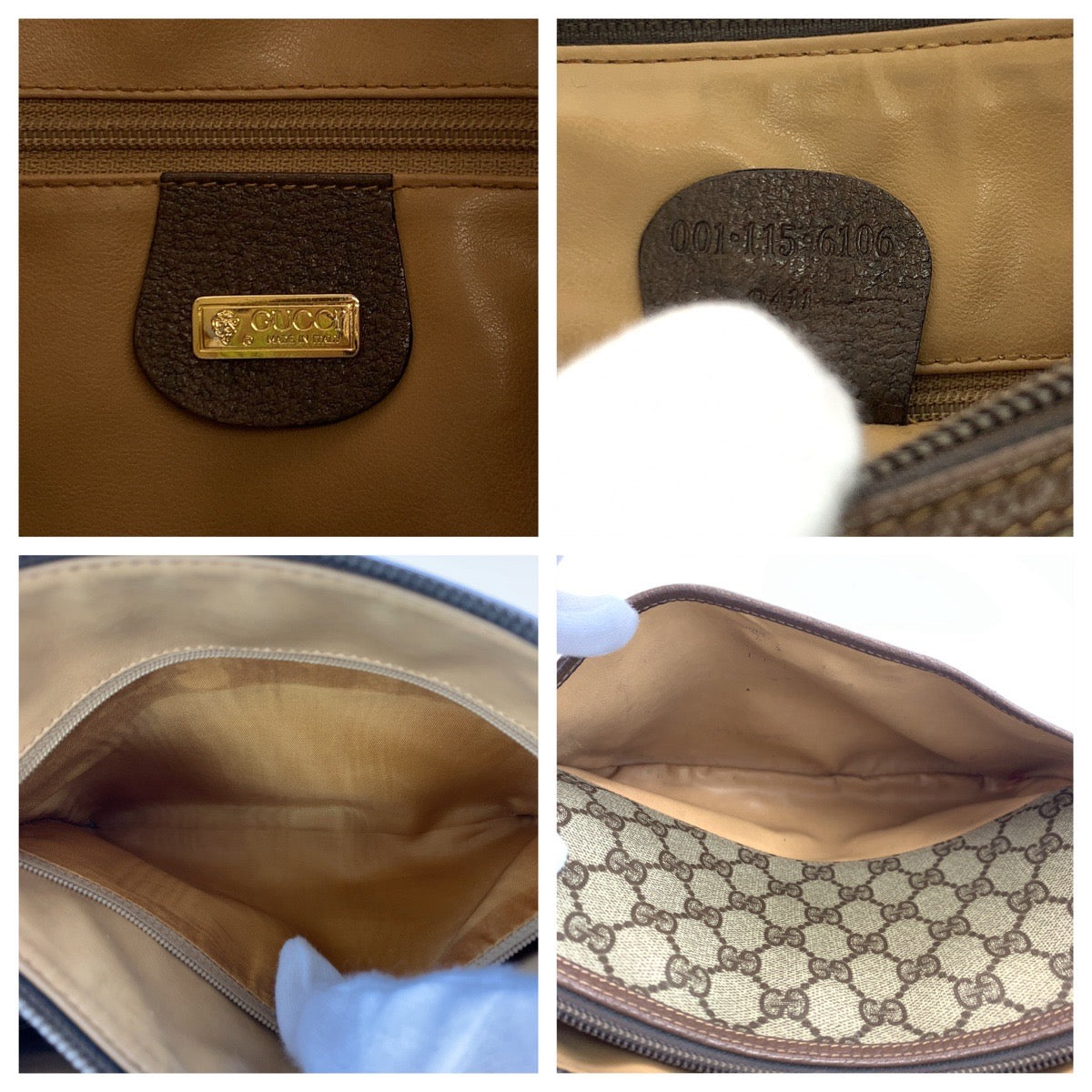 GUCCI グッチ ヴィンテージ オールドグッチ ブラウン 茶 ベージュ ゴールド金具 GGスプリームキャンバス 001 115 6106 ショルダーバッグ 斜め掛け  レディース