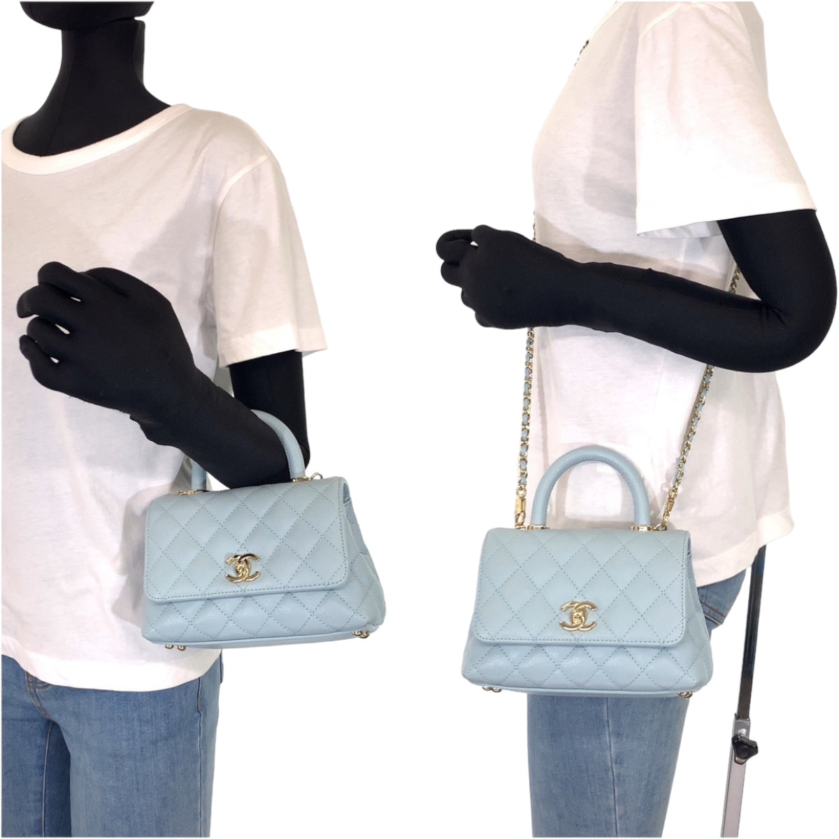 H-00548
CHANEL シャネル マトラッセ ココハンドルXXS ココマーク ターンロック ブルー 青 ゴールド金具 キャビアスキン AS2215 ショルダーバッグ ハンドバッグ 2way  レディース