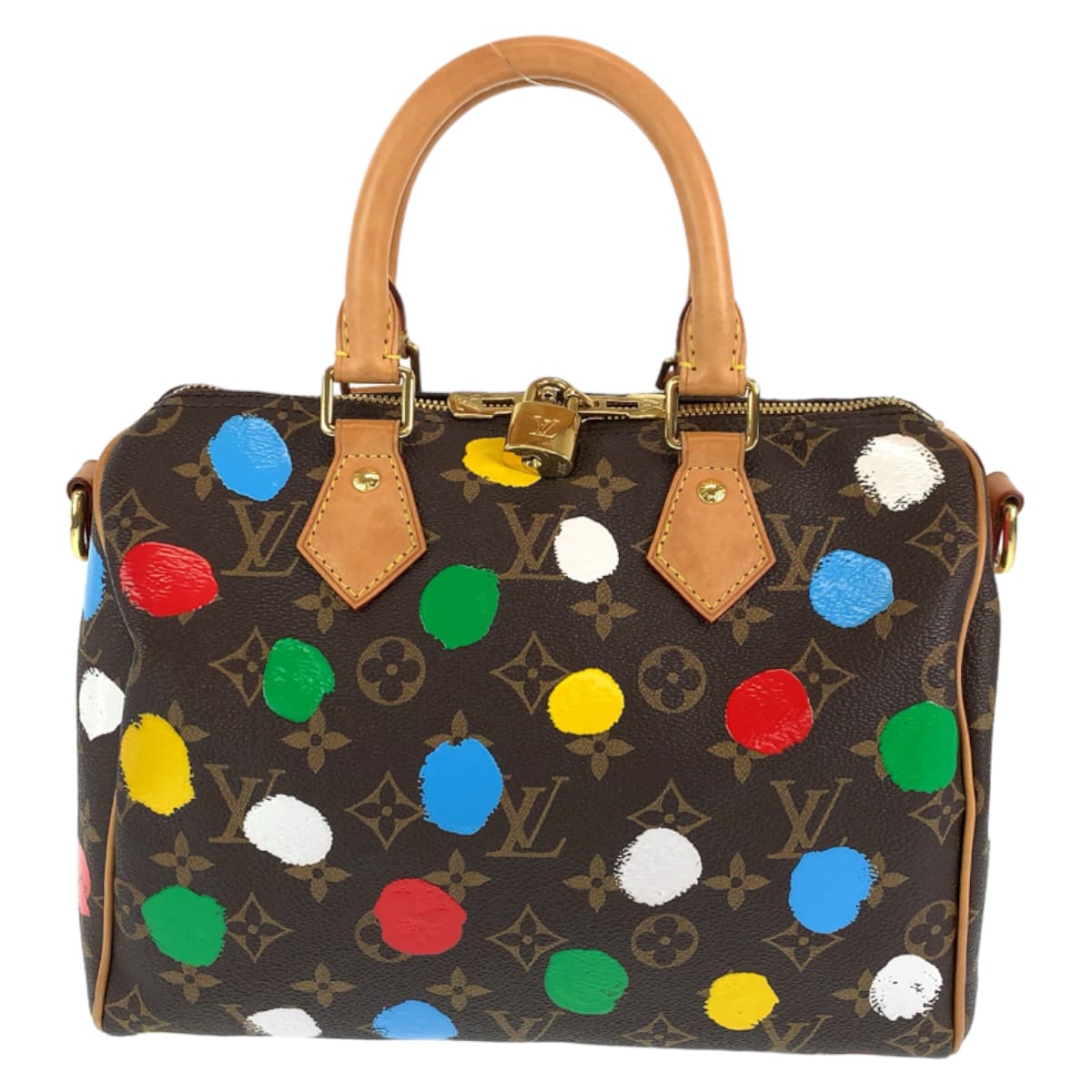 LOUIS VUITTON ルイヴィトン LV × YK スピーディ バンドリエール25 草間彌生 ペインティッド ドット ブラウン 茶 マルチカラー PVC M46433 ショルダーバッグ ハンドバッグ 2WAY  レディース