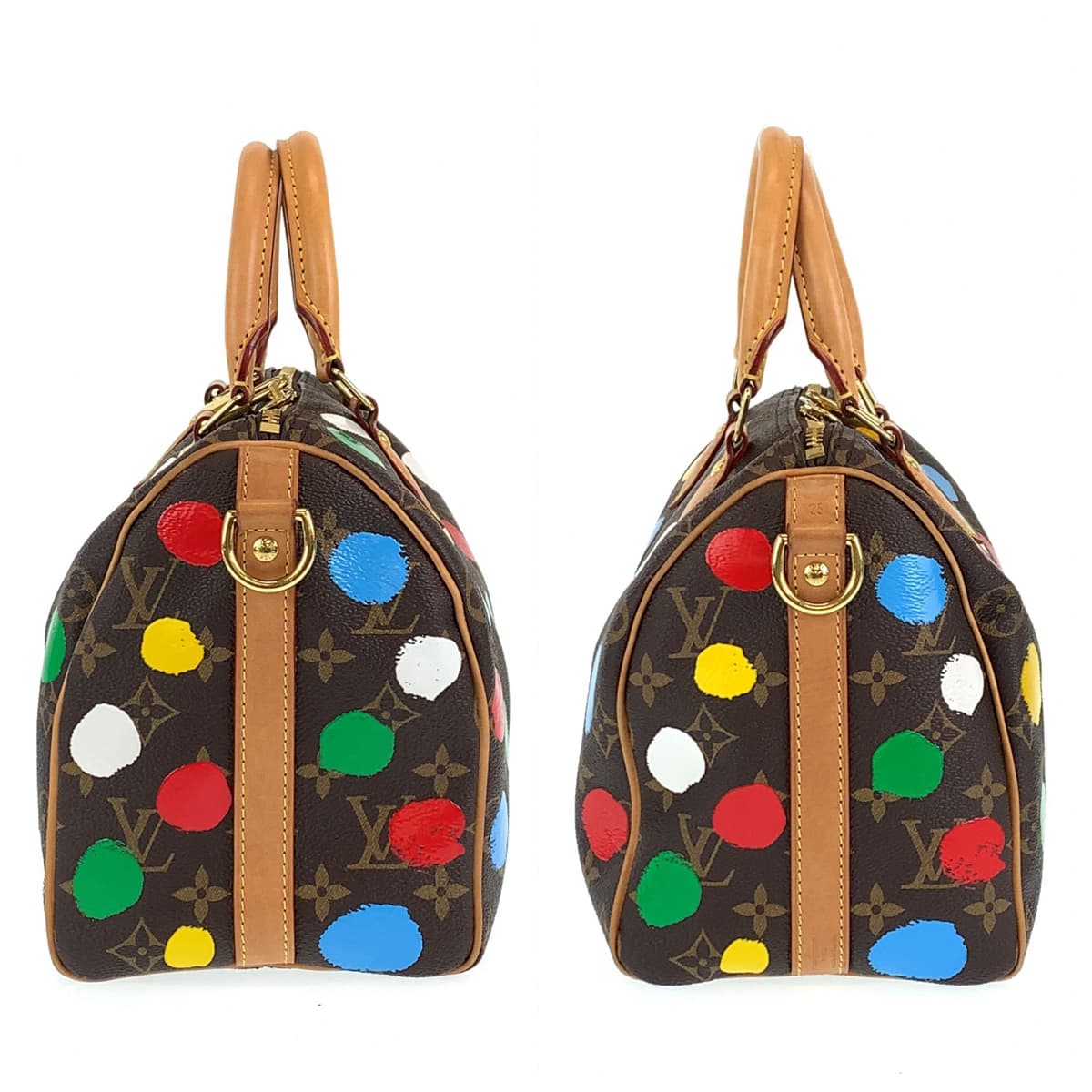 LOUIS VUITTON ルイヴィトン LV × YK スピーディ バンドリエール25 草間彌生 ペインティッド ドット ブラウン 茶 マルチカラー PVC M46433 ショルダーバッグ ハンドバッグ 2WAY  レディース