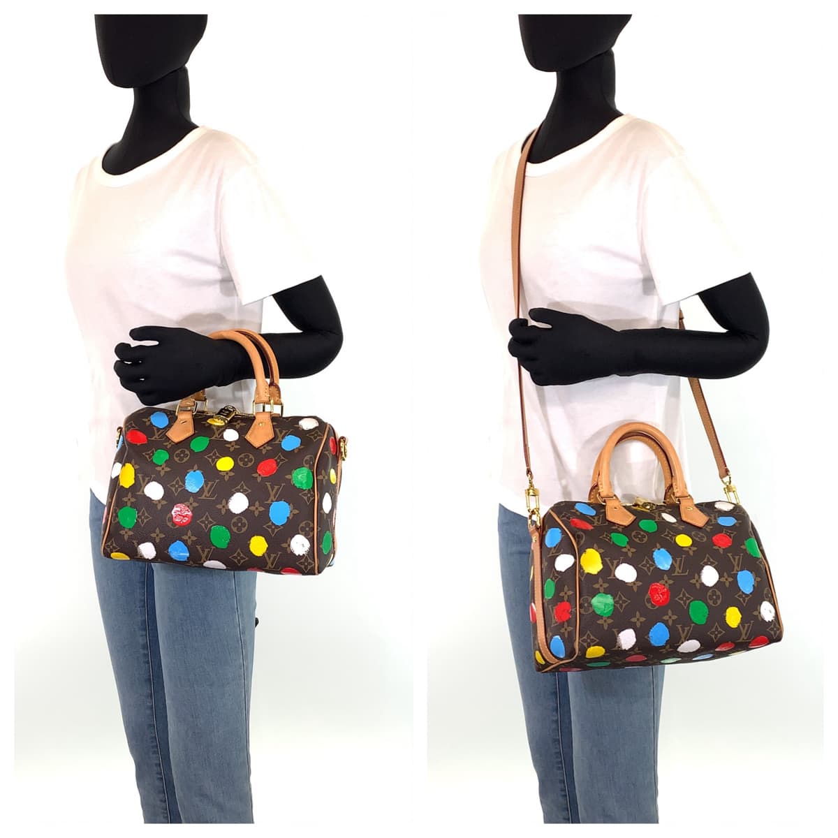 LOUIS VUITTON ルイヴィトン LV × YK スピーディ バンドリエール25 草間彌生 ペインティッド ドット ブラウン 茶 マルチカラー PVC M46433 ショルダーバッグ ハンドバッグ 2WAY  レディース