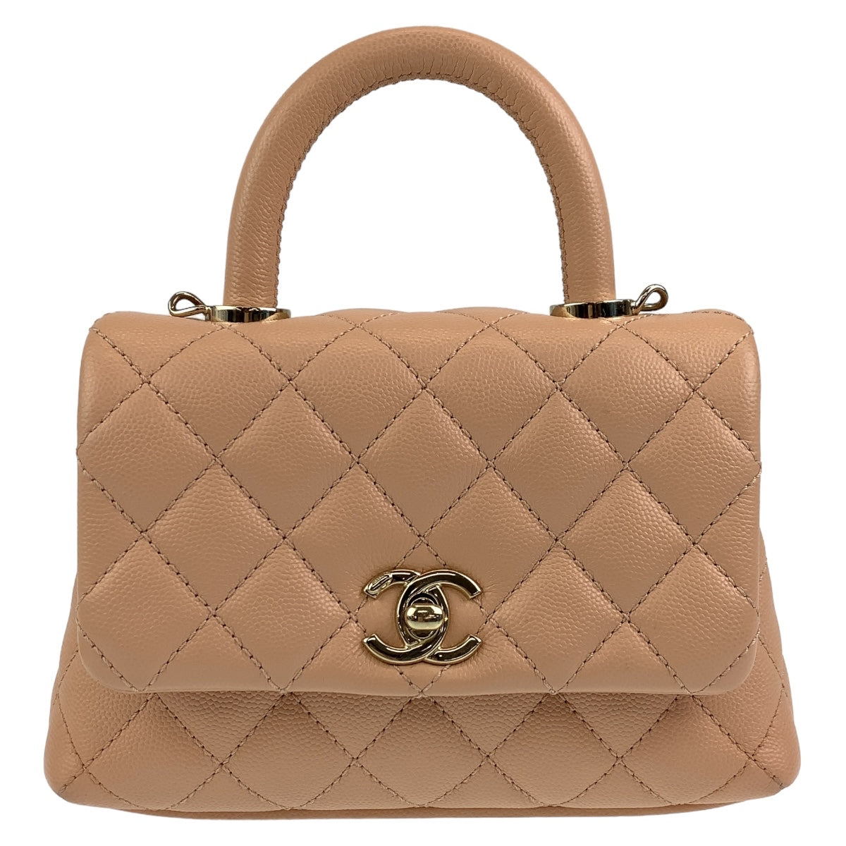 CHANEL シャネル マトラッセ ココハンドルXXS ココマーク ベージュ ピンクベージュ キャビアスキン AS2215 ショルダーバッグ ハンドバッグ 2way  レディース