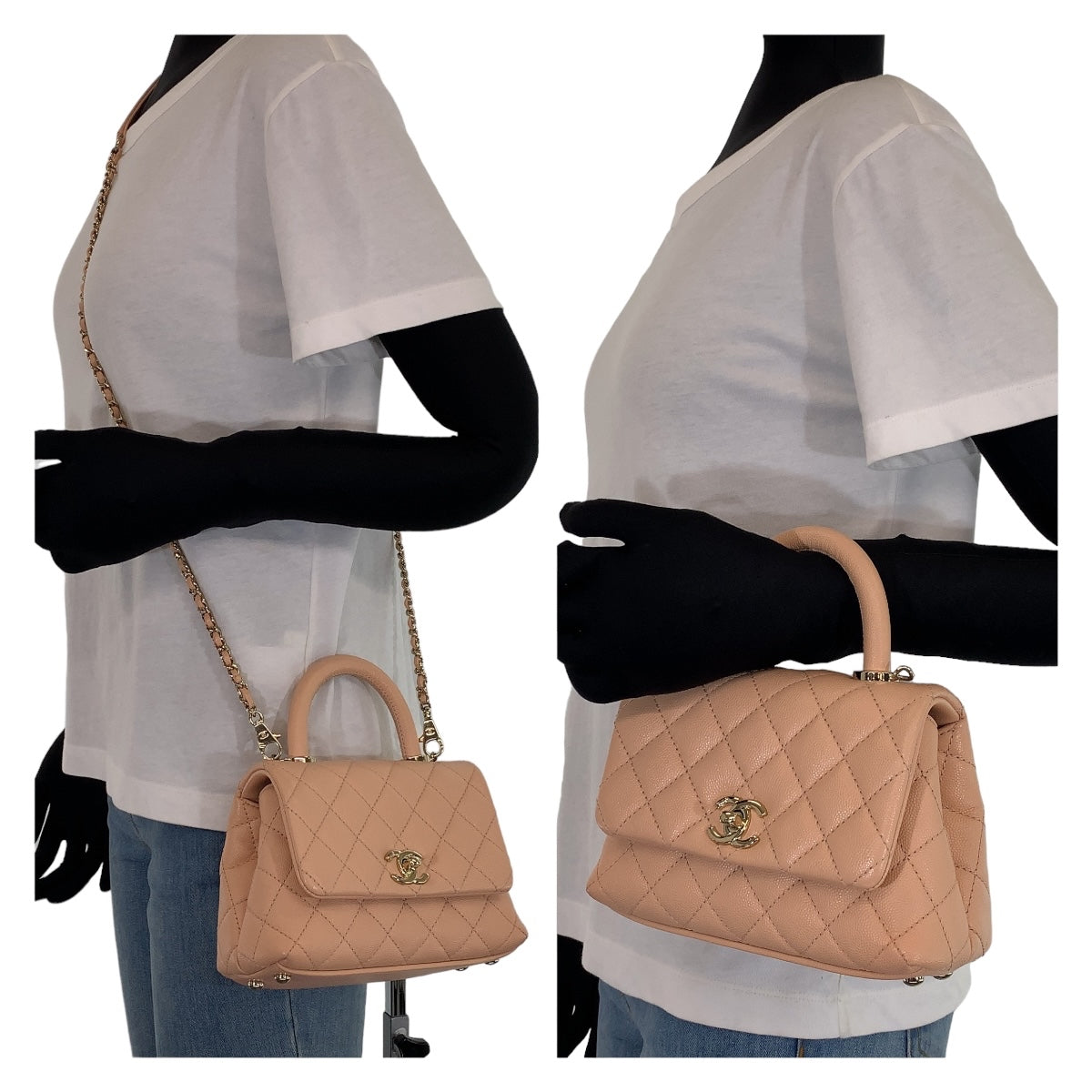CHANEL シャネル マトラッセ ココハンドルXXS ココマーク ベージュ ピンクベージュ キャビアスキン AS2215 ショルダーバッグ ハンドバッグ 2way  レディース