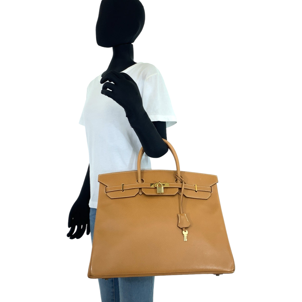 HERMES エルメス バーキン40 ナチュラル ベージュ ゴールド金具 アルデンヌ ハンドバッグ トートバッグ ◯X刻印  レディース