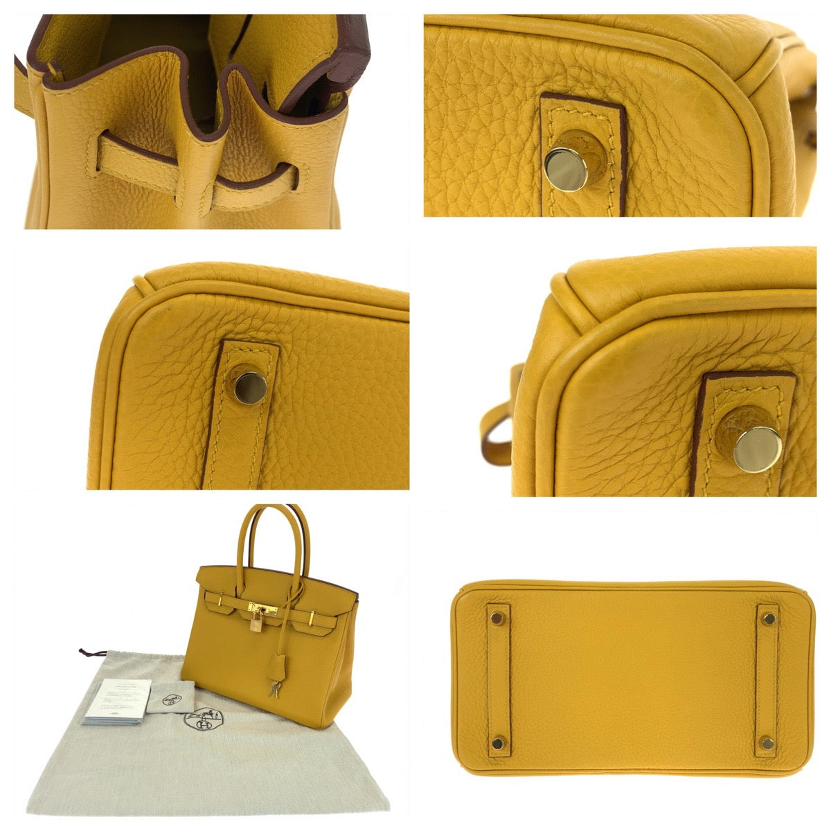 HERMES エルメス バーキン30 ジョーヌアンブル ゴールド金具 トゴ ハンドバッグ トートバッグ 男女兼用  レディース