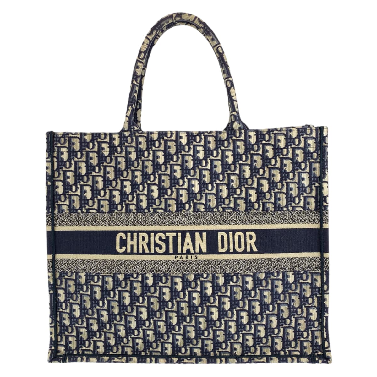 Dior ディオール トロッター ブックトート ラージ ネイビー 紺 アイボリー キャンバス M1296ZR1W 50-MA-016 トートバッグ ショルダーバッグ  レディース