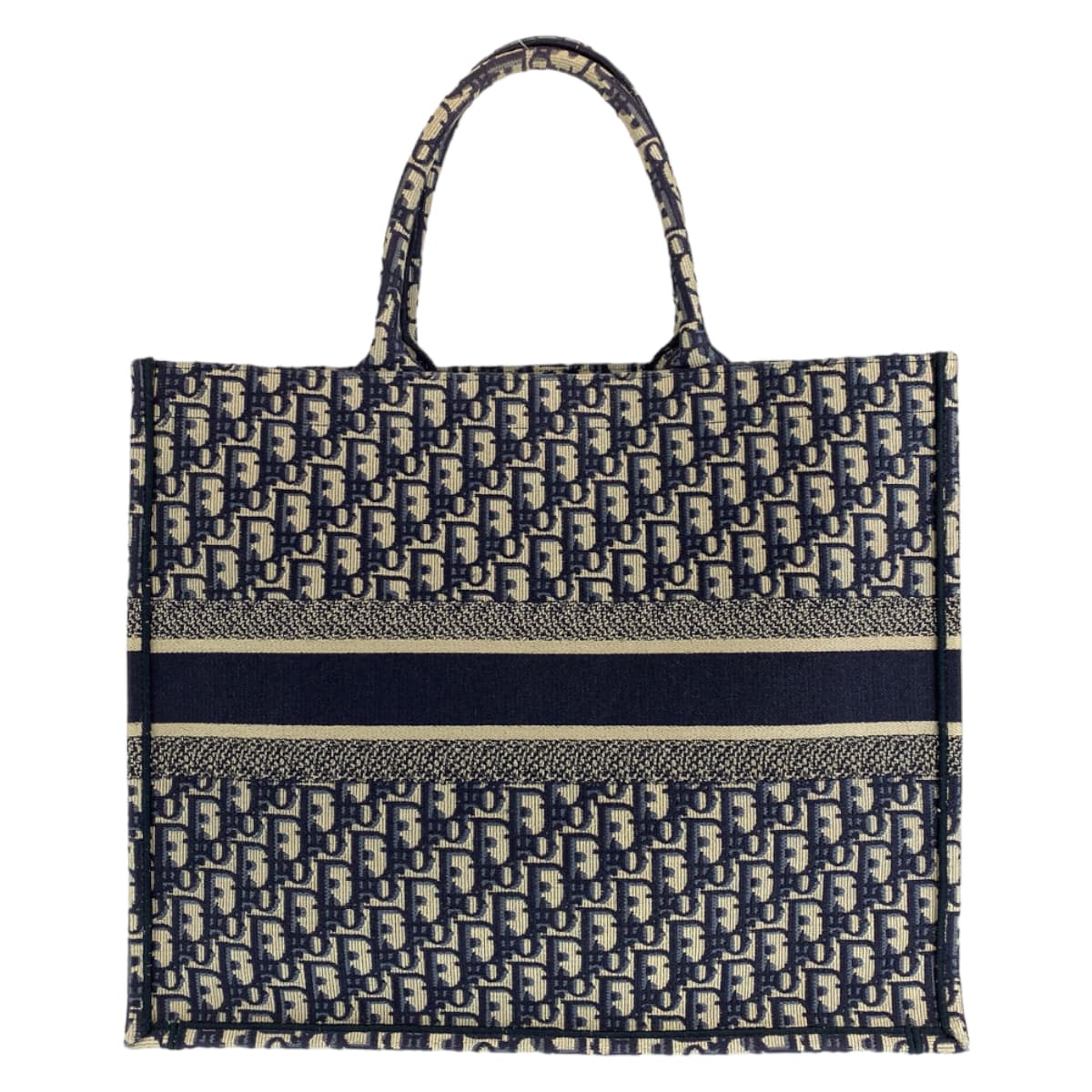 Dior ディオール トロッター ブックトート ラージ ネイビー 紺 アイボリー キャンバス M1296ZR1W 50-MA-016 トートバッグ ショルダーバッグ  レディース