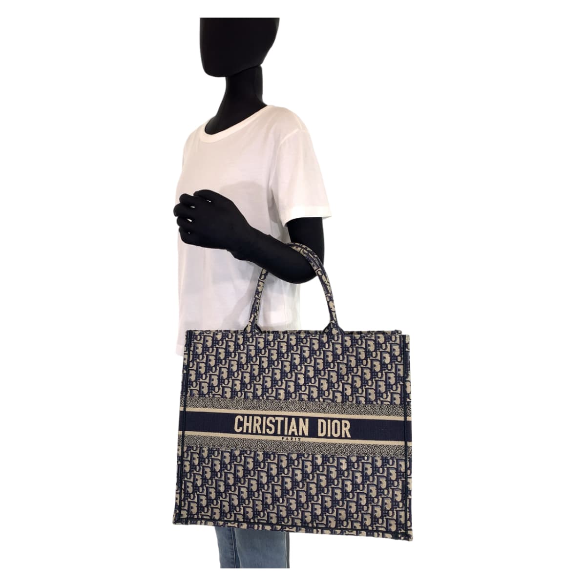 Dior ディオール トロッター ブックトート ラージ ネイビー 紺 アイボリー キャンバス M1296ZR1W 50-MA-016 トートバッグ ショルダーバッグ  レディース