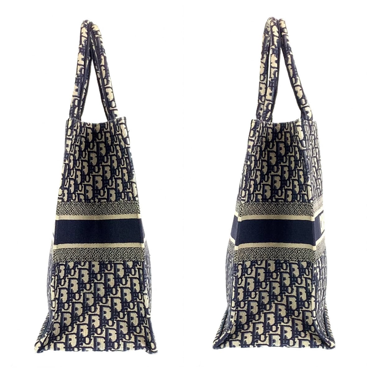 Dior ディオール トロッター ブックトート ラージ ネイビー 紺 アイボリー キャンバス M1296ZR1W 50-MA-016 トートバッグ ショルダーバッグ  レディース
