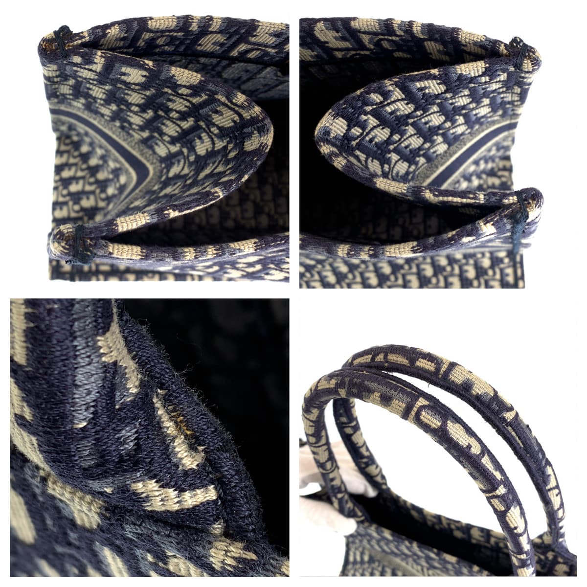 Dior ディオール トロッター ブックトート ラージ ネイビー 紺 アイボリー キャンバス M1296ZR1W 50-MA-016 トートバッグ ショルダーバッグ  レディース