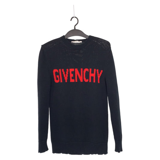 10392
 Givenchy Logo Size S Black Knit Sweater Men's