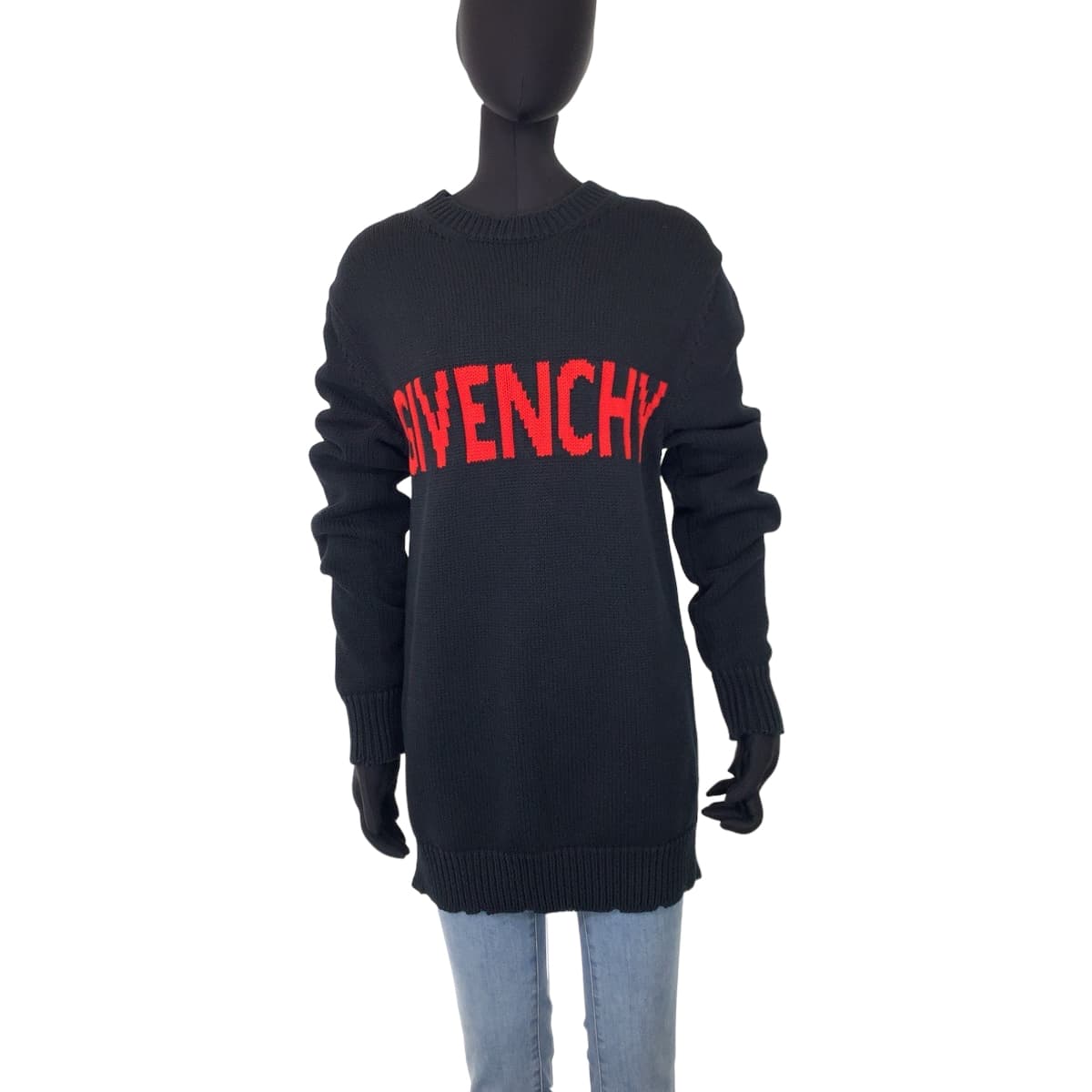 10392
 Givenchy Logo Size S Black Knit Sweater Men's