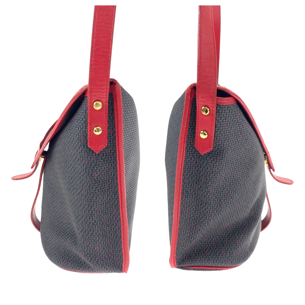 10394
YVES SAINT LAURENT イヴ サンローラン ヴィンテージ YSL グレー レッド PVC / レザー 斜め掛け ショルダーバッグ ポシェット  レディース AB30