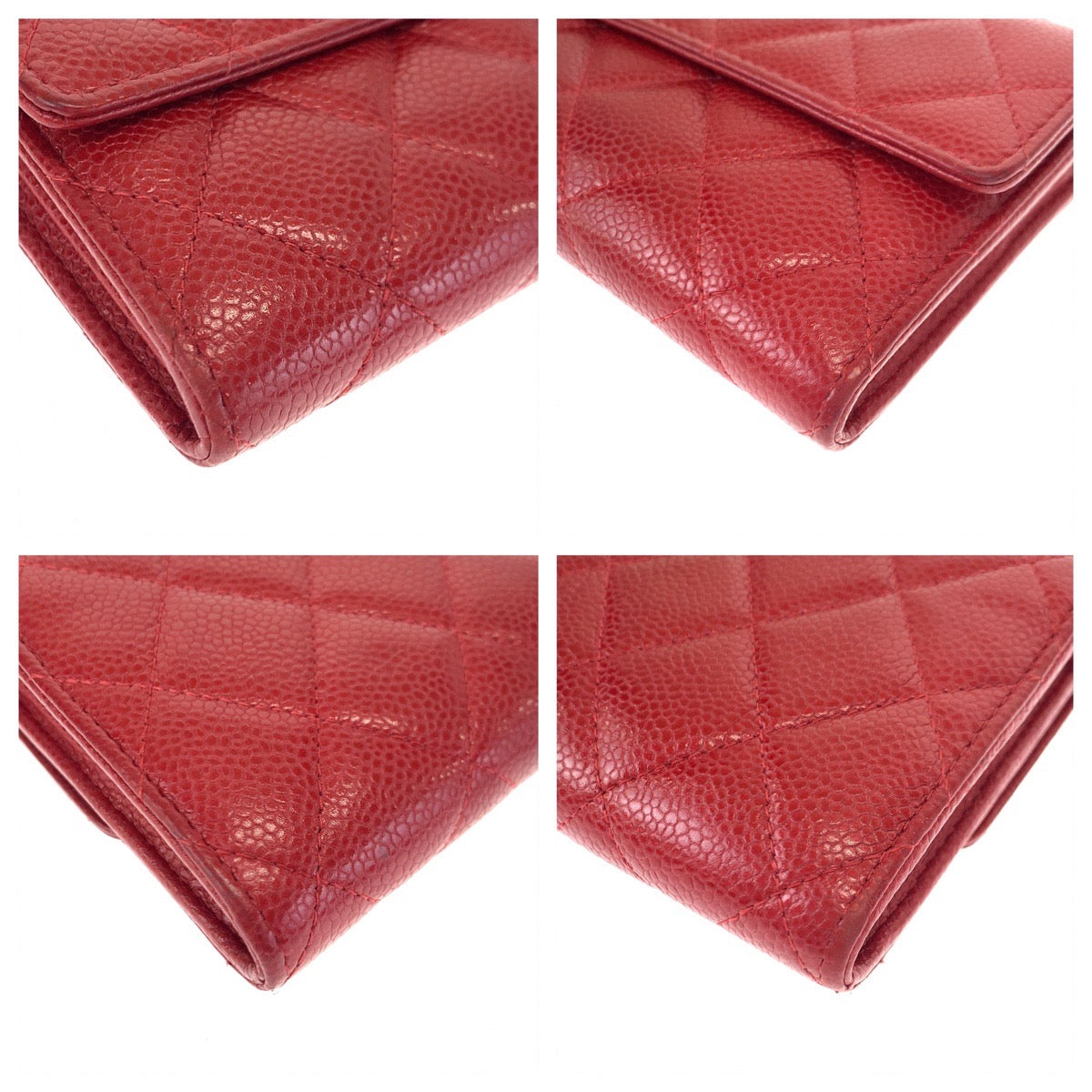 CHANEL シャネル マトラッセ ココマーク レッド 赤 キャビアスキン 長財布 ロングウォレット  レディース